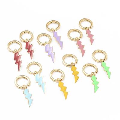 Brass Enamel Huggie Hoop Earrings