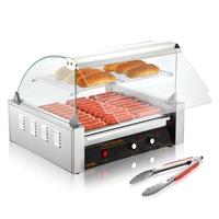 VEVOR Hot Dog Roller, 11 Rollers 30 Hot Dogs Capacity, 1650W Stainless Sausage Grill Cooker Machine with Dual Temp Control Gl...