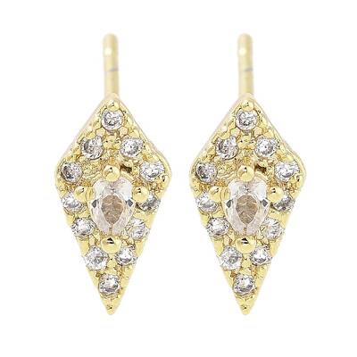 Brass Micro Pave Clear Cubic Zirconia Studs Earring