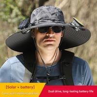 Outdoor Wide-brimmed Sun Hat with Solar Fan, Unisex Fishing Solar Fan Hat, Fisherman's Hat with Built-in Fan, Suitable for Fi...
