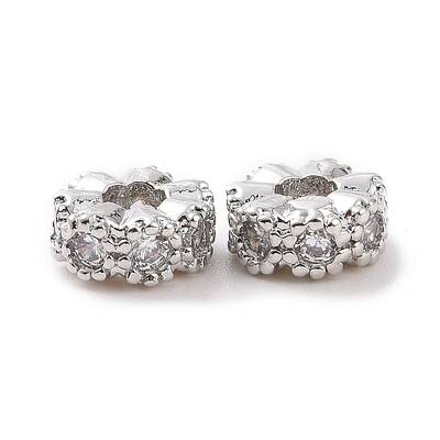 Brass Micro Pave Cubic Zirconia Beads