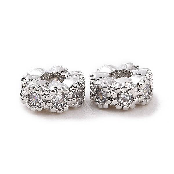 Brass Micro Pave Cubic Zirconia Beads