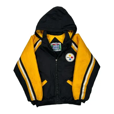 Steelers Nfl College Jacket - Large Black Nylon