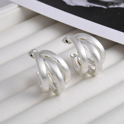 C-Shaped Brass Multi-Strand Half Hoop Stud Earrings for Women