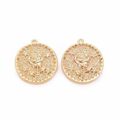 Brass Micro Pave Clear Cubic Zirconia Pendants