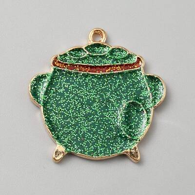 Saint Patrick's Day Glitter Alloy Enamel Pendants