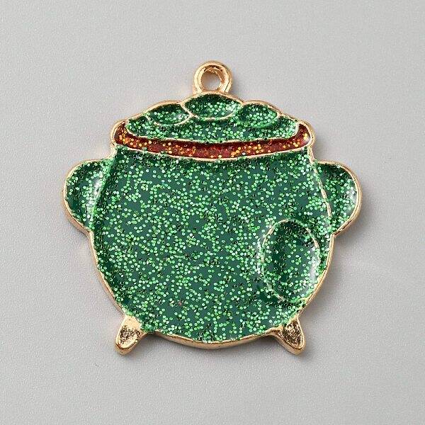 Saint Patrick's Day Glitter Alloy Enamel Pendants