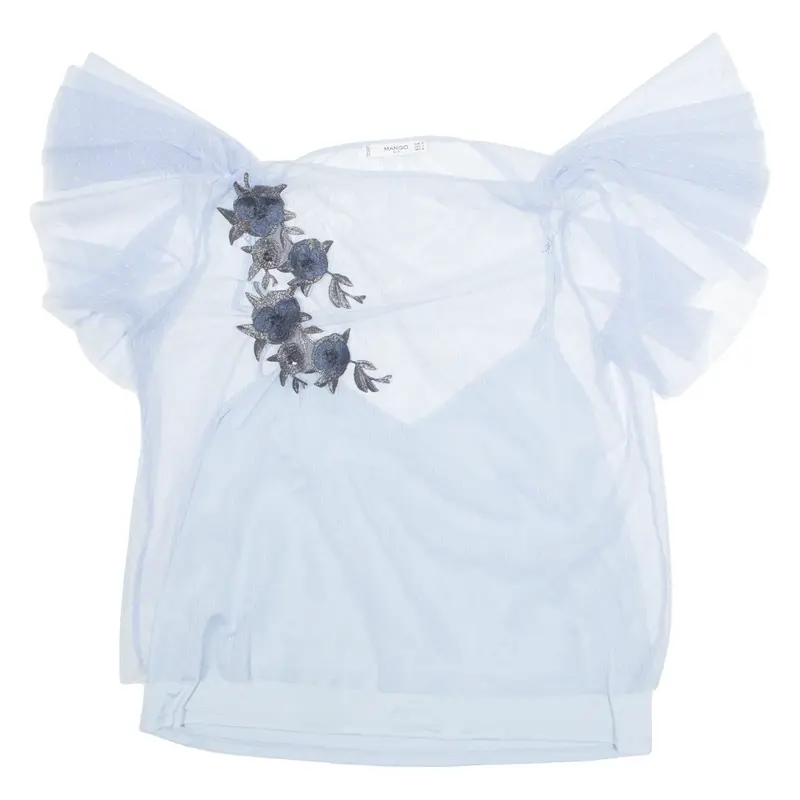 MANGO Womens Top Blue Floral M
