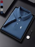 Men's Regular Fit Letter Print Polo Shirt, Casual Comfy Collared Top for Summer, Fashion Men's Clothes for Daily Wear, Shorts...