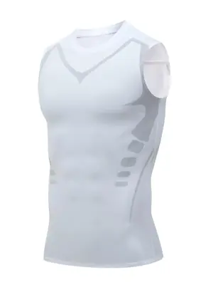 Men's Graphic Round Neck Sleeveless Shapewear Top, High Stretch Breathable Shaper Tank Top, Men Shapewear Top for Outdoor D...
