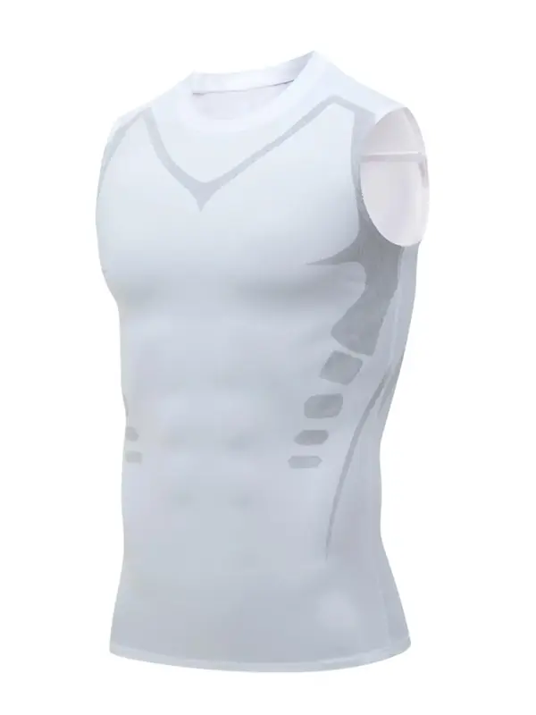 Men's Graphic Round Neck Sleeveless Shapewear Top, High Stretch Breathable Shaper Tank Top, Men Shapewear Top for Outdoor D...