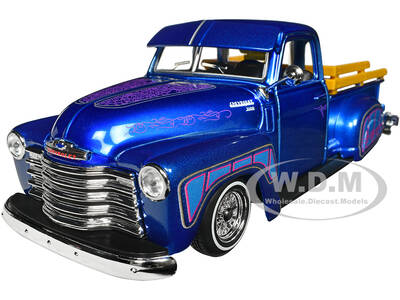 1950 Chevrolet 3100 Pickup Truck Lowrider Candy Blue with Graphics \