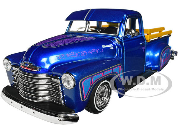 1950 Chevrolet 3100 Pickup Truck Lowrider Candy Blue with Graphics \