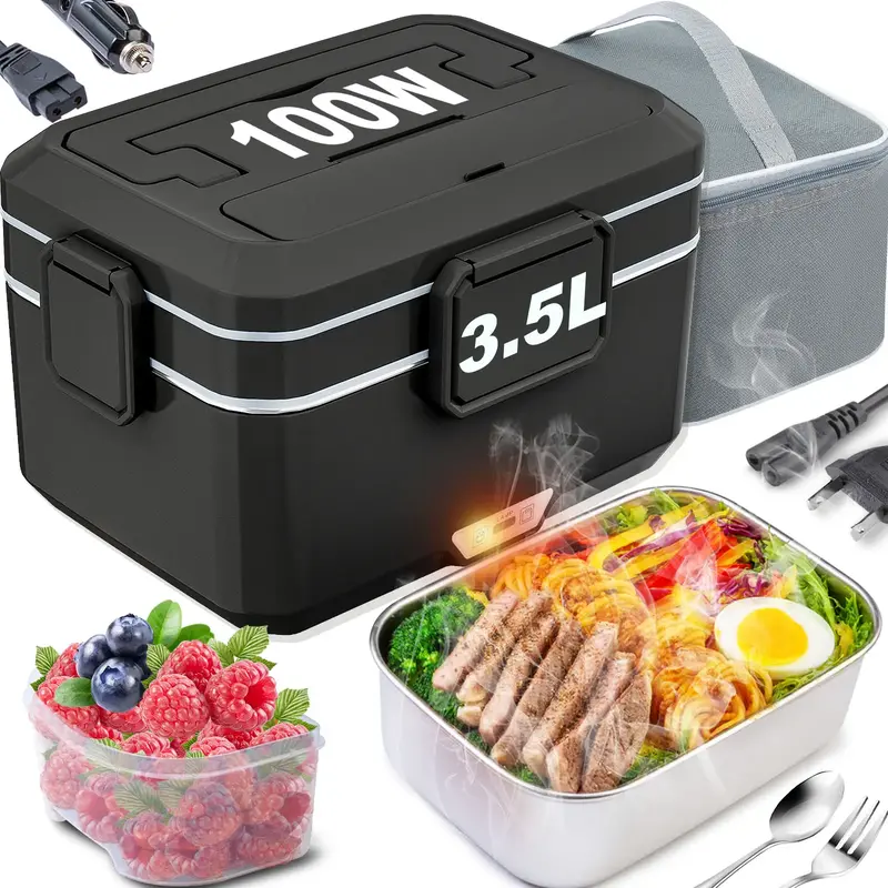 Electric Lunch Box Food Warmer Adult Heated Lunch Box 1.5L 1.8L 80W Food Warmer Lunch Box Portable 12V/24V/110v (For Work/Car...