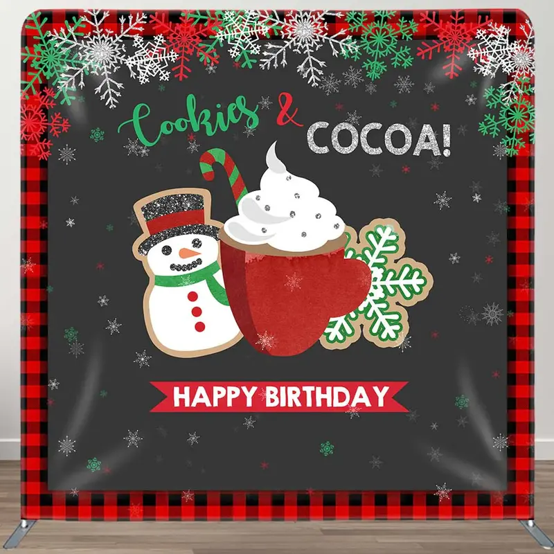 Cookies Cocoa Xmas Brithday Tension Fabric Backdrop - Aperturee