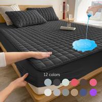 Waterproof (only Water Barrier) Plaid Textured Fitted Sheet, 1 Count Bedroom Accessories Bedding Quilted Mattress Cover for B...