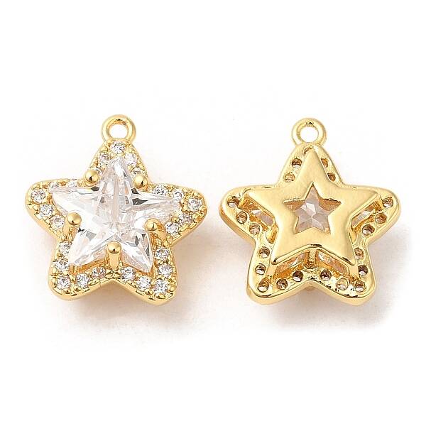 Brass and Clear Cubic Zirconia Pendants