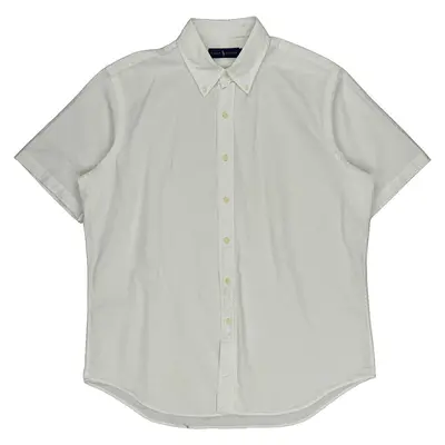 Ralph Lauren Collared Short Sleeve Shirt - Large White Cotton