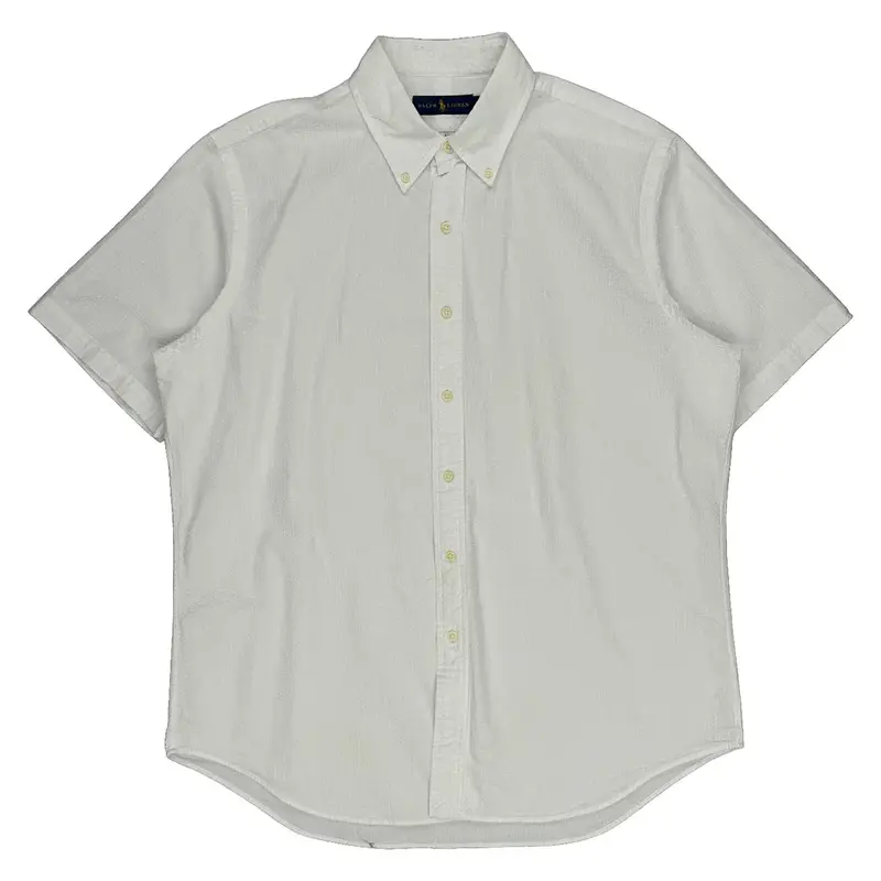 Ralph Lauren Collared Short Sleeve Shirt - Large White Cotton