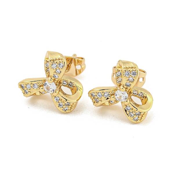 Brass Micro Pave Cubic Zirconia Ear Studs