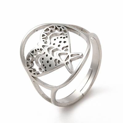 Non-Tarnish 304 Stainless Steel Kite Adjustable Ring for Women