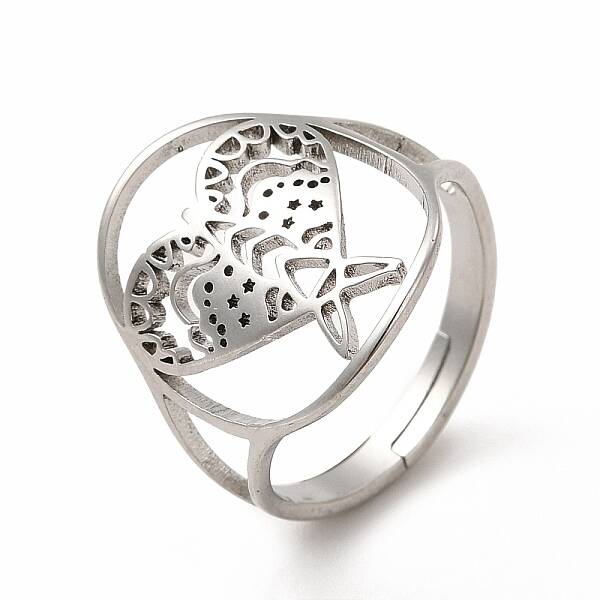 Non-Tarnish 304 Stainless Steel Kite Adjustable Ring for Women
