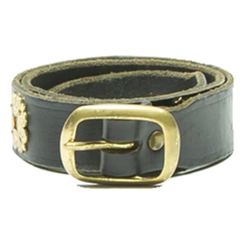 Girls Studded Belt Black Leather 27