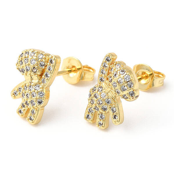 Clear Cubic Zirconia Bear Stud Earrings