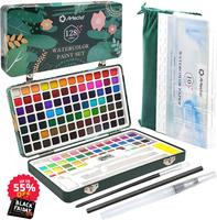 【GIFT SET】Artecho Watercolor Paint Set Portable Box, Travel Watercolor Set with Papers and Brushes, Water Color Kit for B...