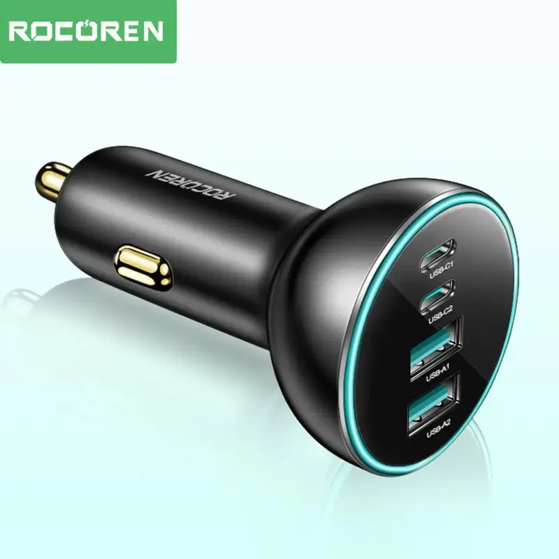Rocoren 70W USB C Car Charger for Summer, 4 Ports Fast Charging Adapter, USB/USB C Car Charger, Phone Accessories Compatible...