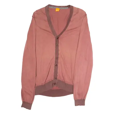 BOSS Abol Mens Cardigan Red V-Neck Tight Knit M