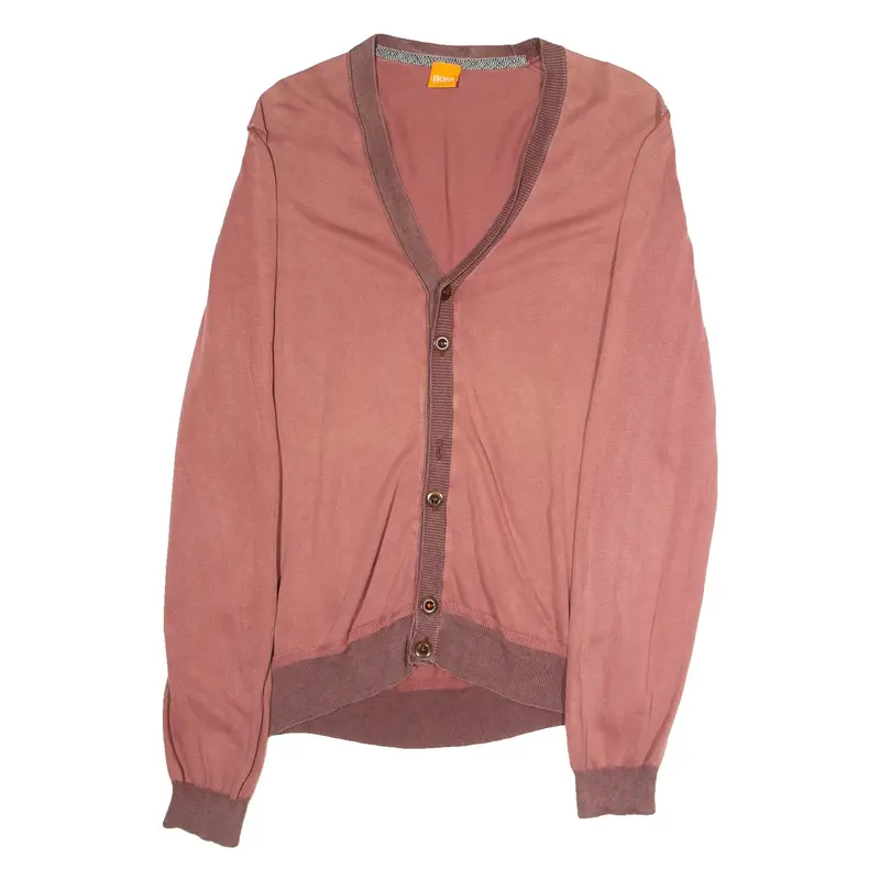 BOSS Abol Mens Cardigan Red V-Neck Tight Knit M