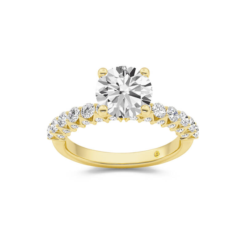 Verda Art Deco Inspired V-Prong Round Lab Grown Diamond Engagement Ring | 10K Yellow Gold 3 1/4 CT. TW.