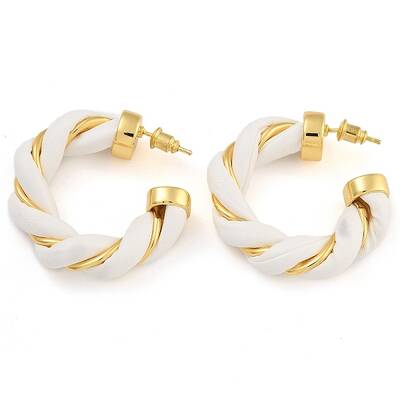 Brass & PU Leather Twist Stud Earrings