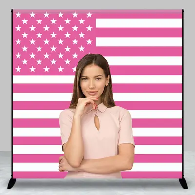 Pink American Flag Custom Photo Backdrop For Girl