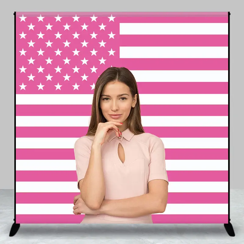 Pink American Flag Custom Photo Backdrop For Girl
