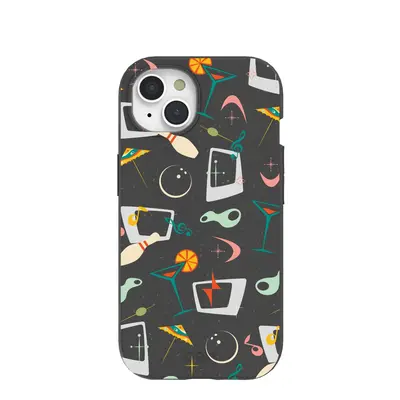Black Mid Century Modern Party iPhone 15 Case