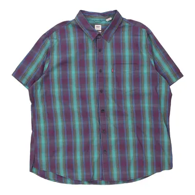 Levis Checked Short Sleeve Shirt - 2XL Blue Cotton