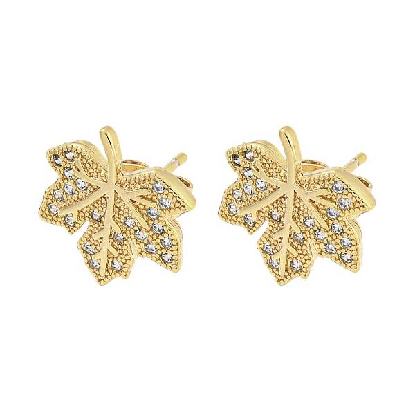 Brass Micro Pave Cubic Zirconia Ear Studs