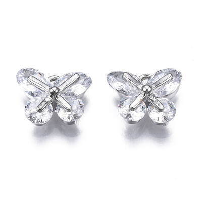 Brass Inlaid Clear Cubic Zirconia Charms