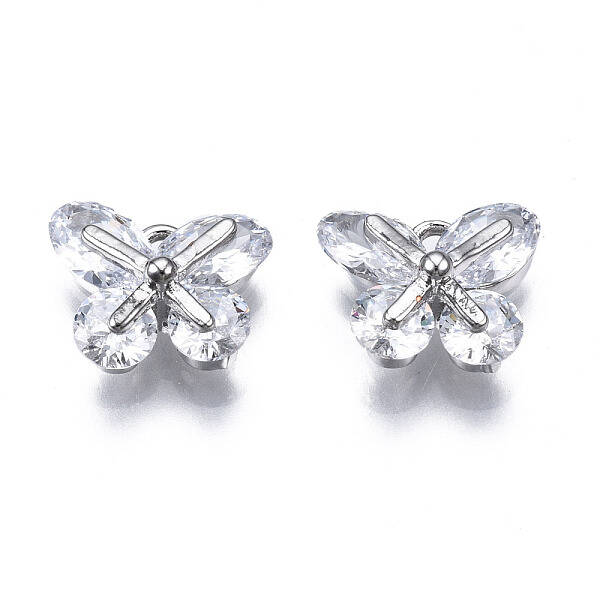 Brass Inlaid Clear Cubic Zirconia Charms