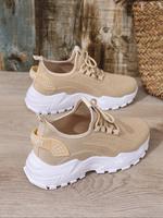 Women's Sporty Lace Up Low Top Sneakers, Casual Comfortable Breathable Running Shoes, Fashionable All-match Sneakers for Dail...