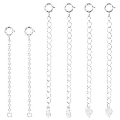 6Pcs 3 Style 925 Sterling Silver Curb Chain Extender