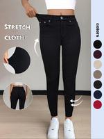 Women's Plain Pocket Leggings, Casual Comfy Slim Pants for Yoga Gym Workout, Ladies Tight Fit Bottoms for Fall & Winter, Legg...