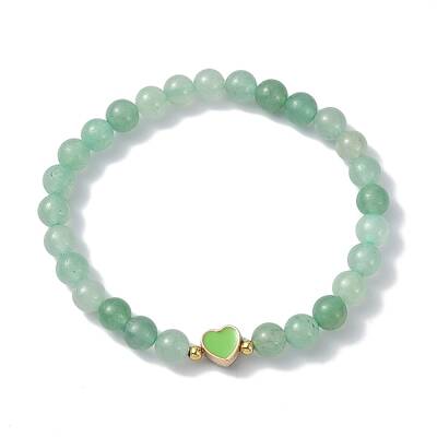 Natural Green Aventurine Round Beaded Stretch Bracelets