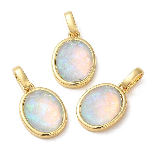 Rack Plating Brass with Synthetic Opal Pendants