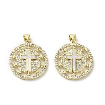 Brass Micro Pave Clear Cubic Zirconia Pendants