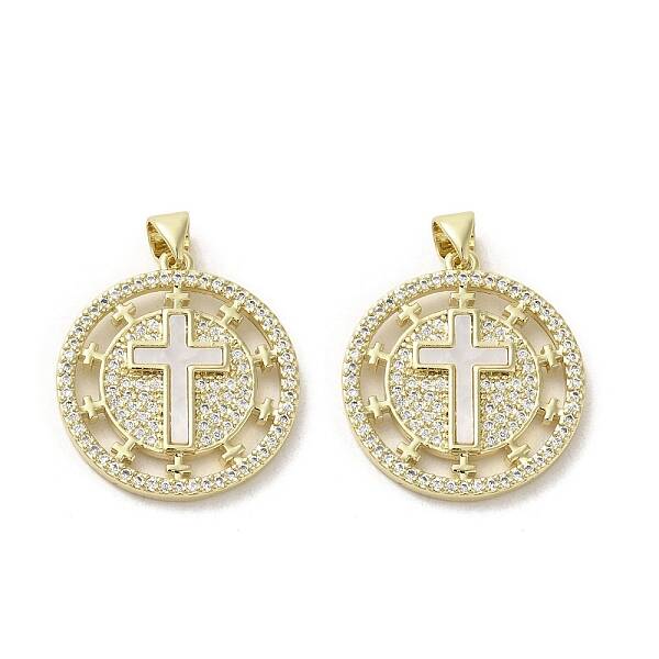 Brass Micro Pave Clear Cubic Zirconia Pendants