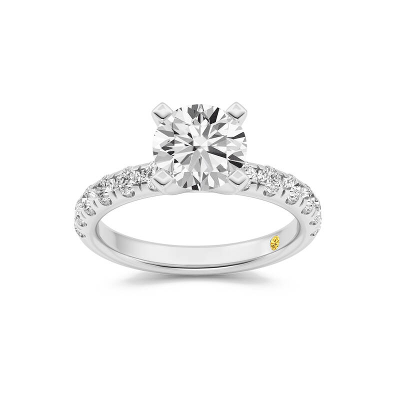 Maya Scalloped Pavé Half Coverage Round Lab Grown Diamond Engagement Ring | 14K White Gold 4 1/4 CT. TW.