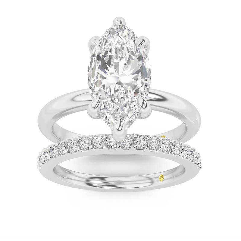 Fez Lab Grown Marquise Diamond Engagement Ring with the Orion Wedding Band | 14K White Gold 1 1/3 ct. tw.